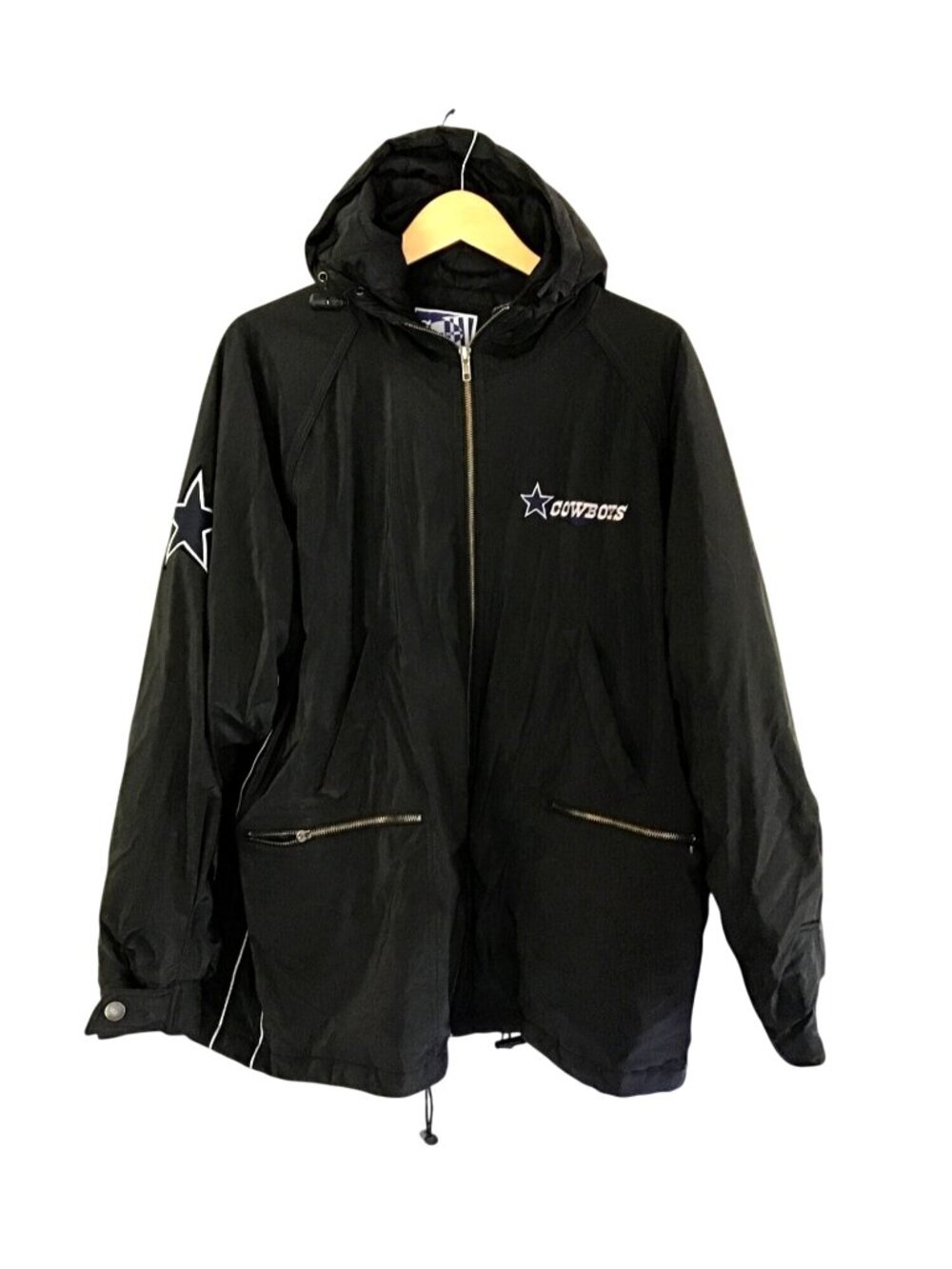 CARL BANKS- DALLAS COWBOYS BLACK MENS PUFFER FULL ZIP-UP JACKET SIZE LARGE